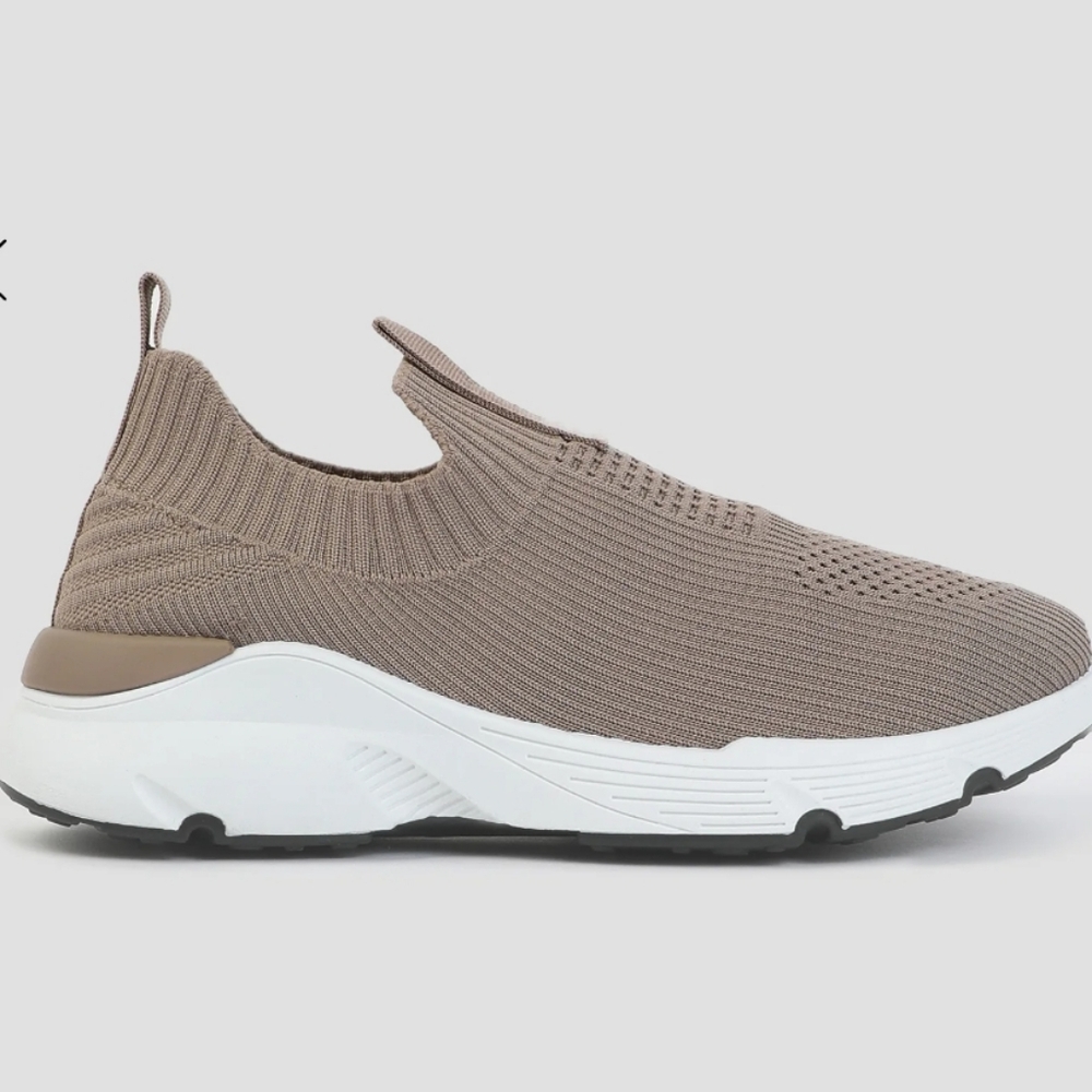Beige/Taupe Knit Slip-On Sneakers